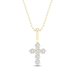 STUDIO BY KAY Lab-Grown Diamond Cross Necklace 1/10 ct tw 24K Yellow Gold Vermeil Sterling Silver