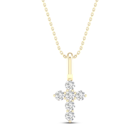 STUDIO BY KAY Lab-Grown Diamond Cross Necklace 1/10 ct tw 24K Yellow Gold Vermeil Sterling Silver