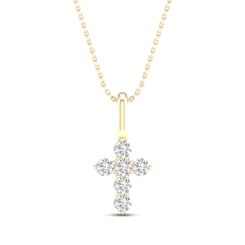 Main Image 1 of STUDIO BY KAY Lab-Grown Diamond Cross Necklace 1/10 ct tw 24K Yellow Gold Vermeil Sterling Silver