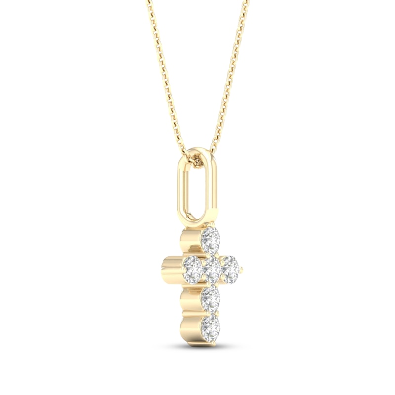 Main Image 2 of STUDIO BY KAY Lab-Grown Diamond Cross Necklace 1/10 ct tw 24K Yellow Gold Vermeil Sterling Silver