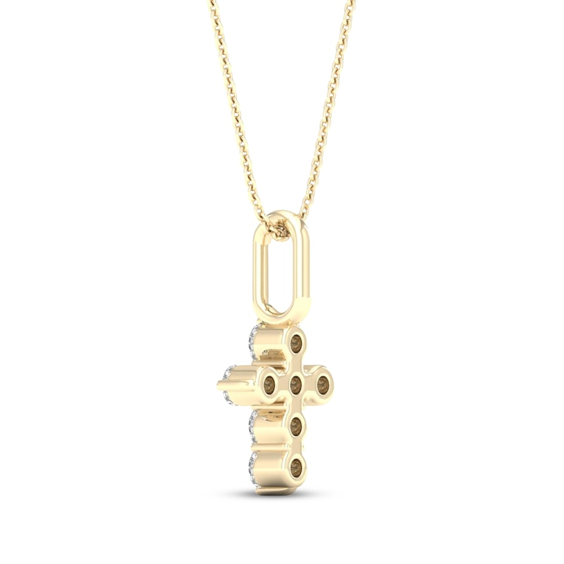 Main Image 3 of STUDIO BY KAY Lab-Grown Diamond Cross Necklace 1/10 ct tw 24K Yellow Gold Vermeil Sterling Silver