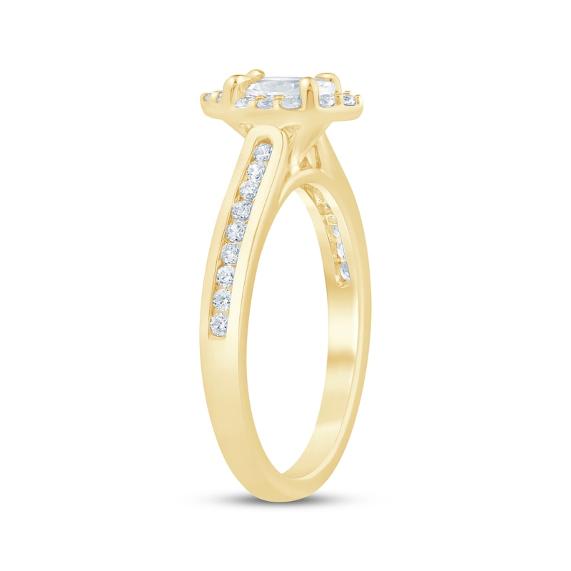 Main Image 2 of Now + Forever Lab-Grown Diamonds Marquise-Cut Halo Engagement Ring 1/2 ct tw 14K Yellow Gold