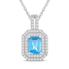 Thumbnail Image 2 of Octagon-Cut Swiss Blue Topaz & White Lab-Created Sapphire Double Halo Gift Set Sterling Silver