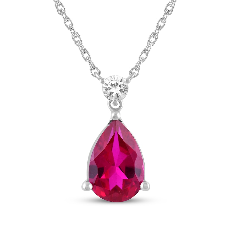 Main Image 2 of Pear-Shaped Lab-Created Ruby & White Lab-Created Sapphire Gift Set Sterling Silver