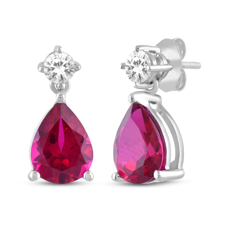 Main Image 4 of Pear-Shaped Lab-Created Ruby & White Lab-Created Sapphire Gift Set Sterling Silver