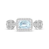 Thumbnail Image 3 of Octagon-Cut Aquamarine & White Lab-Created Sapphire Link Ring Sterling Silver
