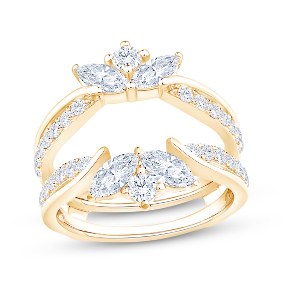 Now + Forever Lab-Grown Diamonds Marquise & Round-Cut Enhancer Ring 1-1/2 ct tw 14K Yellow Gold