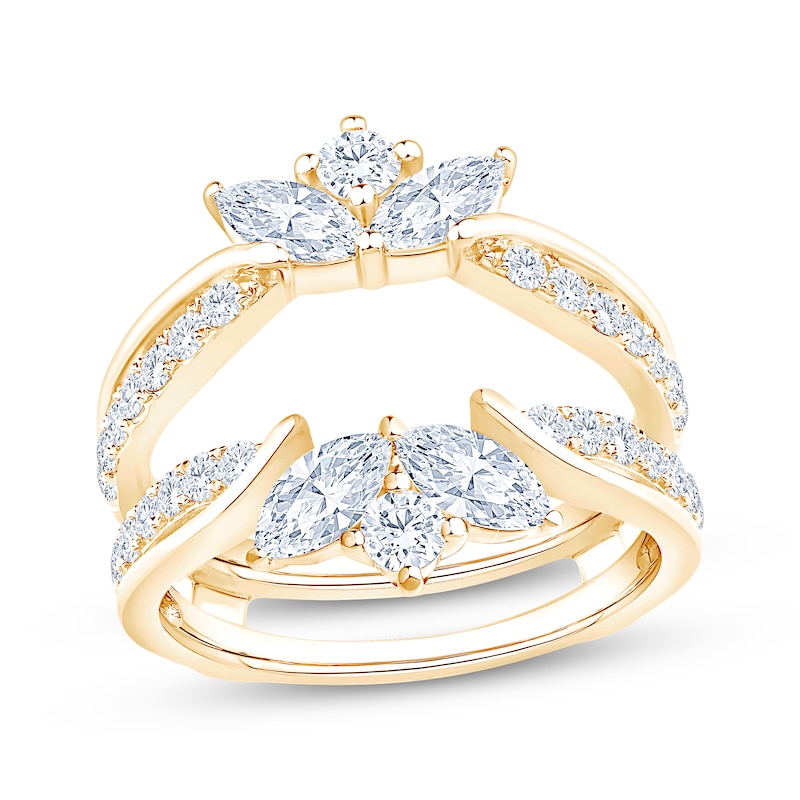 Main Image 1 of Now + Forever Lab-Grown Diamonds Marquise & Round-Cut Enhancer Ring 1-1/2 ct tw 14K Yellow Gold