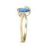 Thumbnail Image 2 of Pear-Shaped Swiss Blue Topaz & Diamond Accent Swirl Ring 10K Yellow Gold