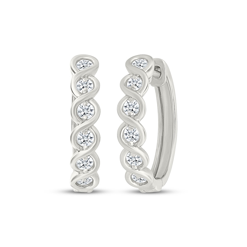 Main Image 1 of KAY Lab-Grown Diamonds Twist Hoop Earrings 1/2 ct tw 10K White Gold
