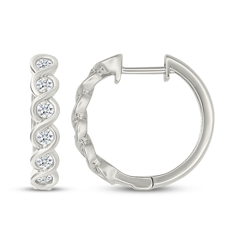 Main Image 3 of KAY Lab-Grown Diamonds Twist Hoop Earrings 1/2 ct tw 10K White Gold