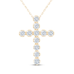 Kay Signature Collection Lab-Grown Diamond Cross Necklace 2 ct tw 10K Yellow Gold 18"