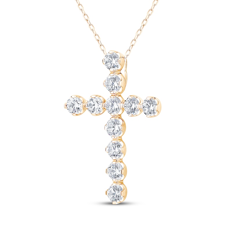 Main Image 3 of Kay Signature Collection Lab-Grown Diamond Cross Necklace 2 ct tw 10K Yellow Gold 18"