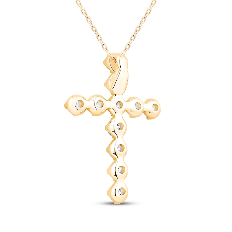 Main Image 4 of Kay Signature Collection Lab-Grown Diamond Cross Necklace 2 ct tw 10K Yellow Gold 18"