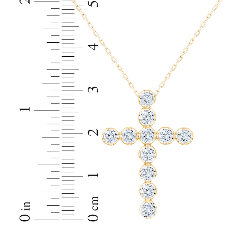 Main Image 6 of Kay Signature Collection Lab-Grown Diamond Cross Necklace 2 ct tw 10K Yellow Gold 18"