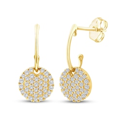 KAY Lab-Grown Diamonds Circle Drop J-Hoop Earrings 1/3 ct tw 10K Yellow Gold