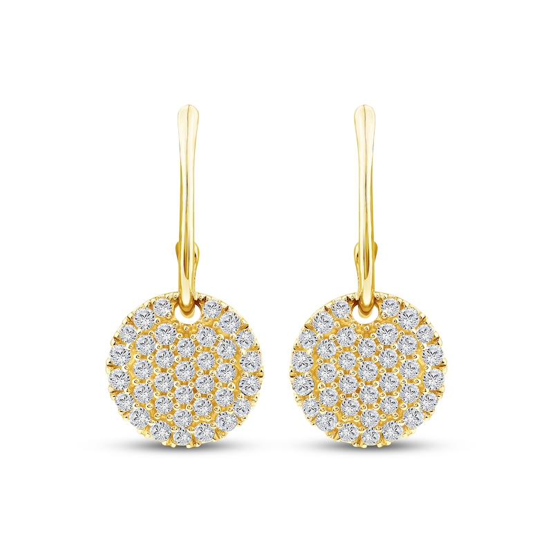 Main Image 2 of KAY Lab-Grown Diamonds Circle Drop J-Hoop Earrings 1/3 ct tw 10K Yellow Gold