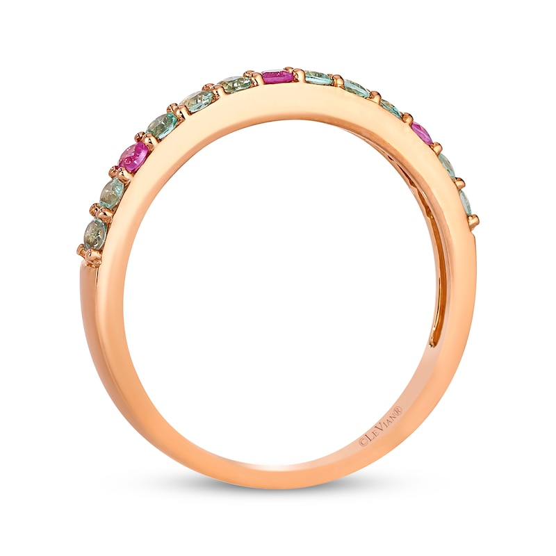 Main Image 3 of Le Vian Pink Sapphire & Green Beryl Ring 14K Strawberry Gold
