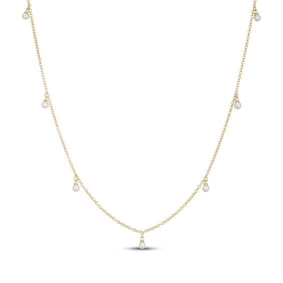 STUDIO BY KAY Cultured Pearl Dangle Station Necklace 24K Yellow Gold Vermeil Sterling Silver 40"