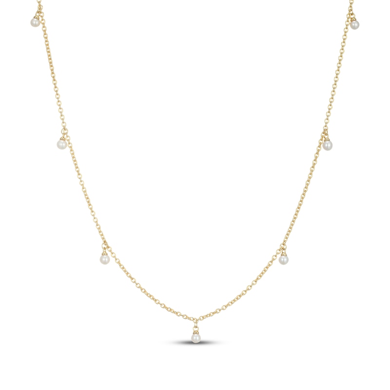 Main Image 1 of STUDIO BY KAY Cultured Pearl Dangle Station Necklace 24K Yellow Gold Vermeil Sterling Silver 40"