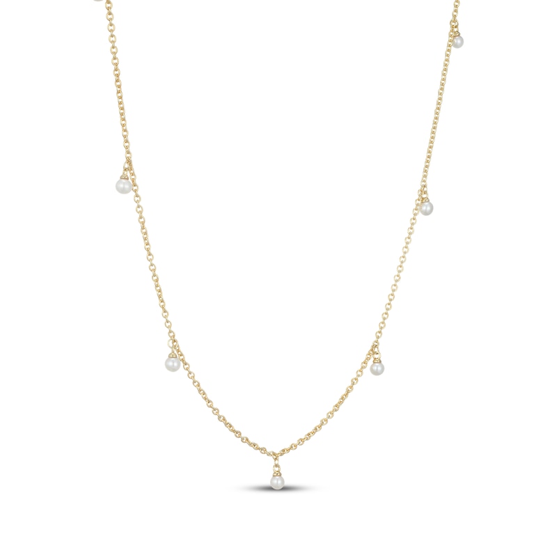 Main Image 2 of STUDIO BY KAY Cultured Pearl Dangle Station Necklace 24K Yellow Gold Vermeil Sterling Silver 40"
