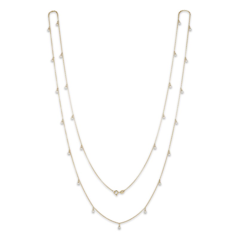 Main Image 3 of STUDIO BY KAY Cultured Pearl Dangle Station Necklace 24K Yellow Gold Vermeil Sterling Silver 40"