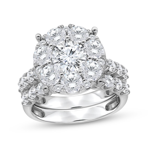 Lab-Grown Diamonds Round-Cut Halo Bridal Set 4 ct tw 10K White Gold