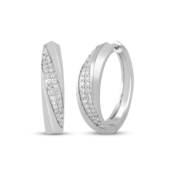 KAY Lab-Grown Diamonds Diagonal Two-Row Hoop Earrings 1/2 ct tw 10K White Gold