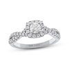 Thumbnail Image 1 of THE LEO Diamond Round-Cut Cushion Halo Engagement Ring 3/4 ct tw 14K White Gold