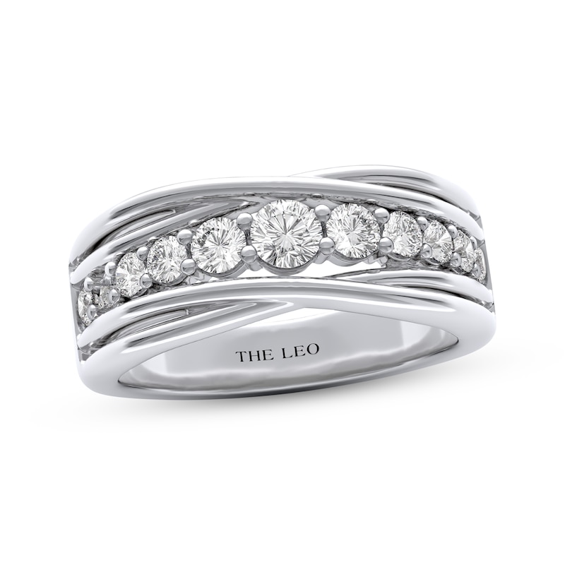 Main Image 1 of THE LEO Diamond Crisscross Anniversary Ring 3/4 ct tw 14K White Gold