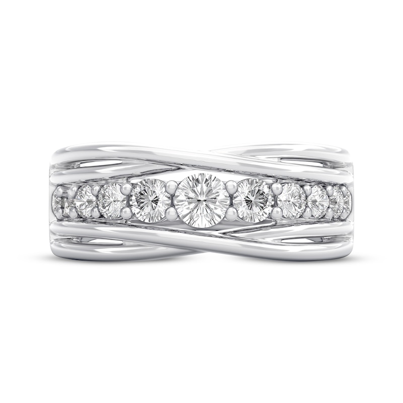 Main Image 3 of THE LEO Diamond Crisscross Anniversary Ring 3/4 ct tw 14K White Gold