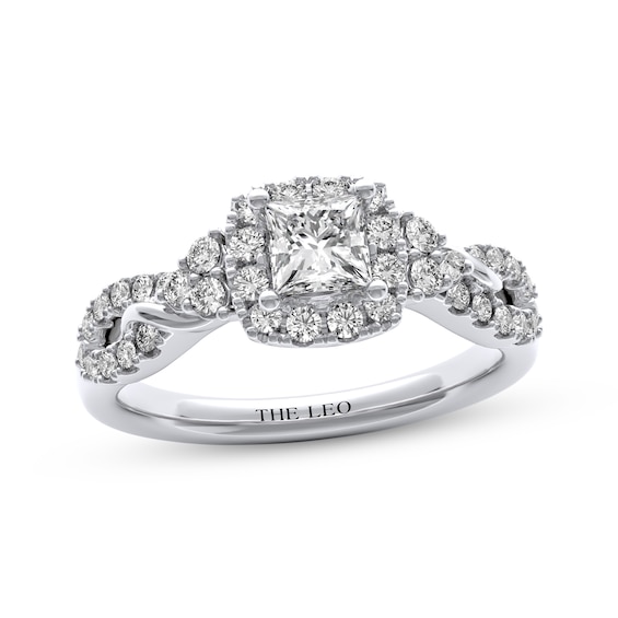 THE LEO Diamond Princess-Cut Halo Engagement Ring 1 ct tw 14K White Gold