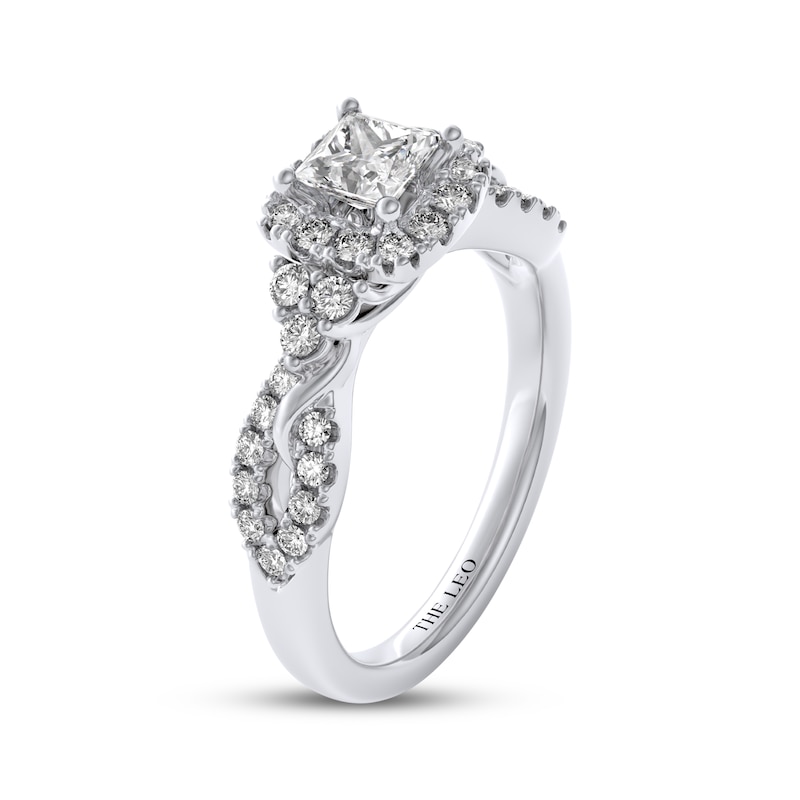 Main Image 2 of THE LEO Diamond Princess-Cut Halo Engagement Ring 1 ct tw 14K White Gold