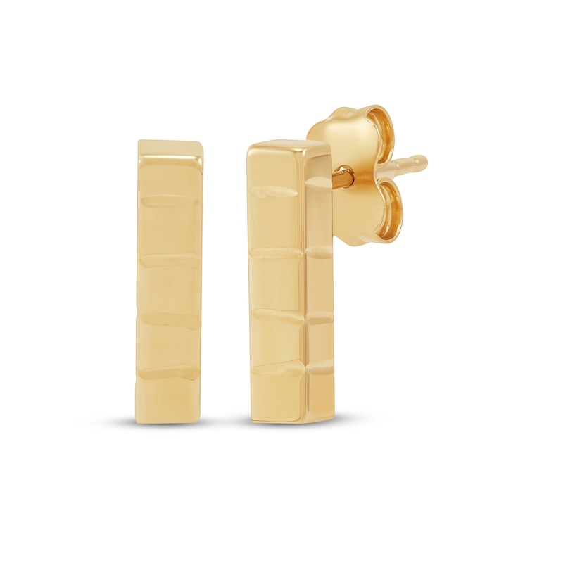 Main Image 1 of Scored Vertical Bar Stud Earrings 14K Yellow Gold