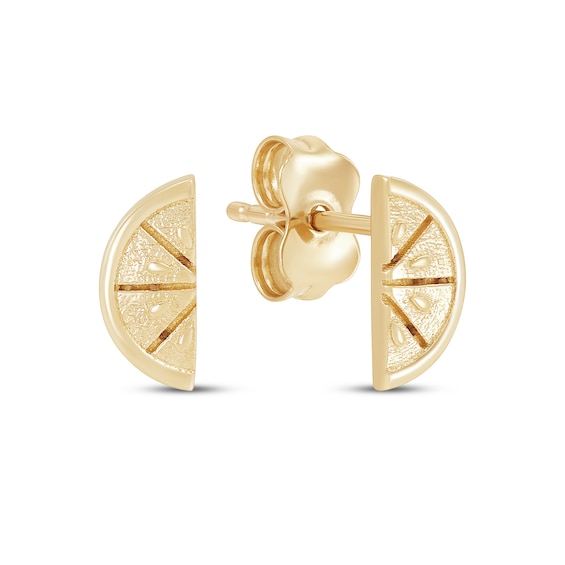 Orange Slice Stud Earrings 14K Yellow Gold