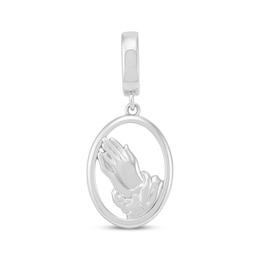 Charmed Memories Praying Hands Oval Frame Charm Sterling Silver