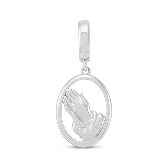Charmed Memories Praying Hands Oval Frame Charm Sterling Silver