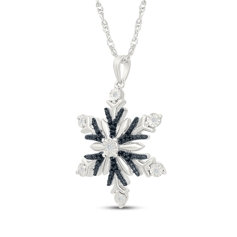 Main Image 2 of Black & White Diamond Snowflake Necklace 1/10 ct tw Sterling Silver 18"