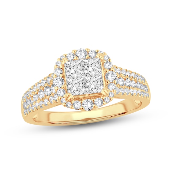 Now + Forever Diamond Engagement Ring 1 ct tw Princess & Round-Cut 14K Yellow Gold
