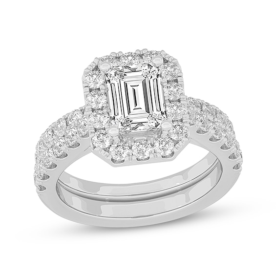 Now + Forever Lab-Grown Diamonds Emerald-Cut Bridal Set 3 ct tw 14K White Gold