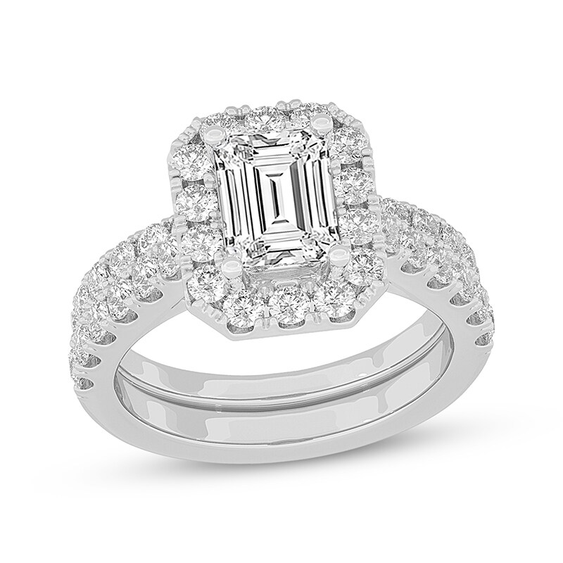 Main Image 1 of Now + Forever Lab-Grown Diamonds Emerald-Cut Bridal Set 3 ct tw 14K White Gold