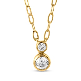 STUDIO BY KAY Bezel-Set Lab-Grown Diamond Two-Stone Necklace 1/4 ct tw 24K Yellow Gold Vermeil Sterling Silver 18"