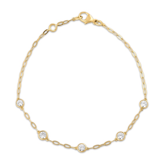 STUDIO BY KAY Bezel-Set Lab-Grown Diamond Station Bracelet 1/4 ct tw 24K Yellow Gold Vermeil Sterling Silver 7"
