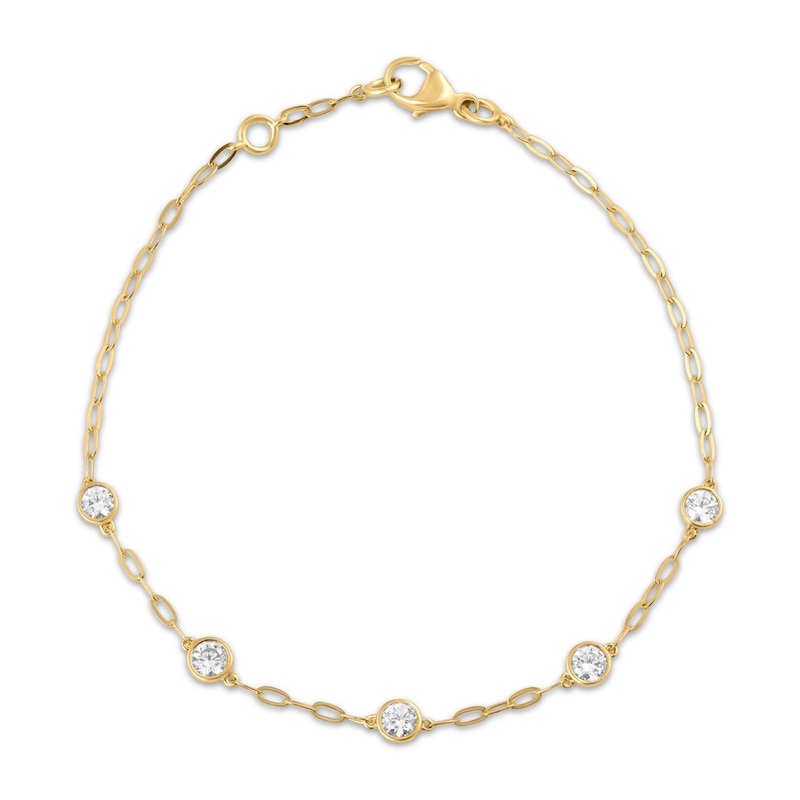 Main Image 1 of STUDIO BY KAY Bezel-Set Lab-Grown Diamond Station Bracelet 1/4 ct tw 24K Yellow Gold Vermeil Sterling Silver 7"