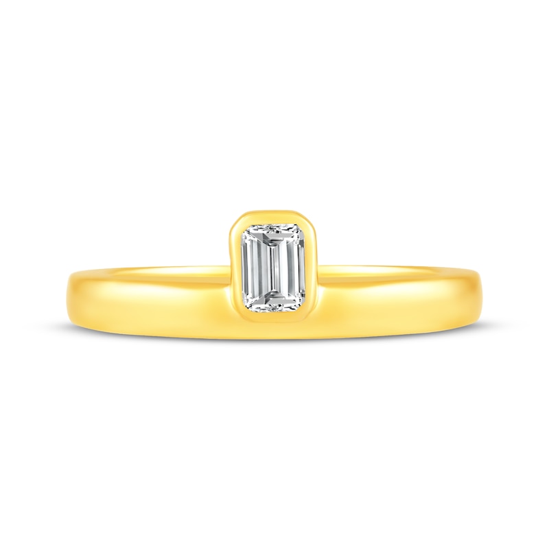 Main Image 4 of STUDIO BY KAY Bezel-Set Emerald-Cut Lab-Grown Diamond Ring 1/4 ct tw 24K Yellow Gold Vermeil Sterling Silver (F/SI2)