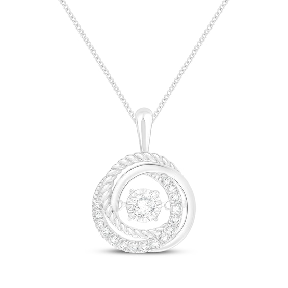 Unstoppable Love Diamond Halo Rope-Twist Necklace 1/4 ct tw Sterling Silver 19"