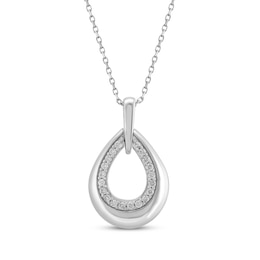 Diamond Teardrop Necklace 1/4 ct tw Sterling Silver 18"