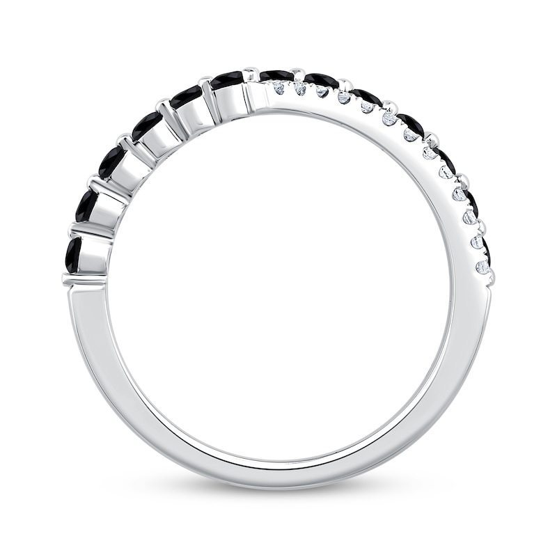 Main Image 2 of Now + Forever Black & White Diamond Chevron Crossover Anniversary Ring 5/8 ct tw 14K White Gold