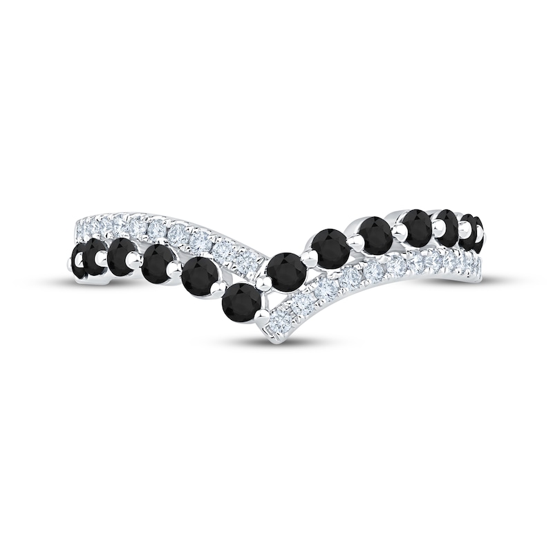Main Image 3 of Now + Forever Black & White Diamond Chevron Crossover Anniversary Ring 5/8 ct tw 14K White Gold