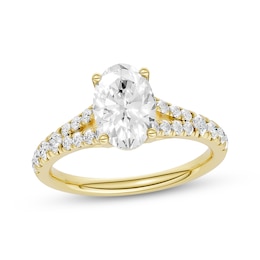 Now + Forever Lab-Grown Diamonds Oval-Cut Split Shank Engagement Ring 1-1/3 ct tw 14K Yellow Gold